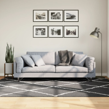  PAMPLONA fekete és krém bolyhos modern szőnyeg 160 x 230 cm lakástextília