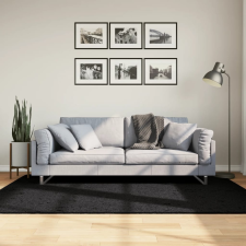 PAMPLONA fekete magas szálú bolyhos modern szőnyeg 140 x 200 cm lakástextília