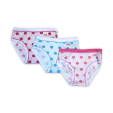  Pamut lányka bugyi - Pamutdzsörzé - 3 darabos - pöttyös - rózsaszín-pink-világoskék - 122