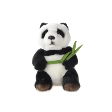 Panda plüss levéllel 18 cm plüssfigura