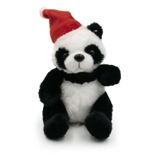 Panda Plüss panda Mikulás sapkában, 18 cm plüssfigura