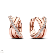 Pandora 14k rózsaaranyozott keresztezett pavé karika fülbevaló - 283150C01 fülbevaló