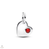 Pandora Gravírozható Szív piros kristállyal charm - 794295C01