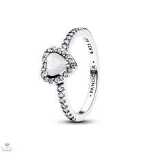 Pandora Kiemelt fehér szív gyűrű 50-es méret - 198421C11-50 gyűrű