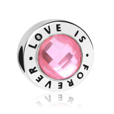 Pandora stílusú aranyozott ezüst charm - Love is Forever medál