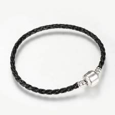Pandora stílusú műbőr alap karkötő, 19,5 cm karkötő