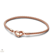 Pandora szegecses 14k rózsaaranyozott karkötő szív csattal 18 cm - 582731C00-18 karkötő