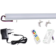 Pannon Led 200cm-es 40 Wattos, 12 Voltos RGBWW LED, opál, alu negyed íves sarok profilban, adapterrel, 1 zónás FUT088 RF távirányítós vezérlővel (120db 5050 SMD LED) világítás
