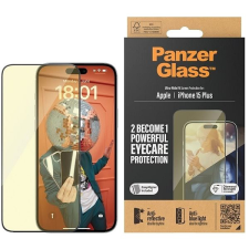 PanzerGlass Apple iPhone 15 Plus üvegfólia - AntiBlue, tükröződésmentes + felhelyező keret mobiltelefon kellék