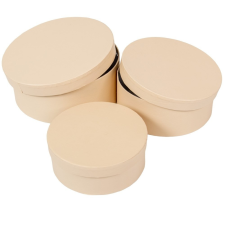  Papír doboz kerek beige D20-18-15cm 3db-os dekorációs kellék