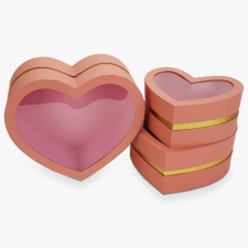  Papír doboz szett aranyszegélyes szív rózsaszín dekorálható tárgy