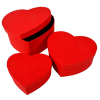  Papír doboz szív alakú textúrás piros 15-18-21cm 3db-os