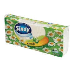 Papír zsebkendő, 3 rétegű, 100 db, "Sindy", kamilla higiéniai papíráru