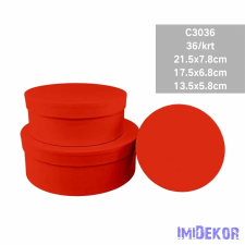  Papírdoboz 3db/szett kerek D21,5-17,5-13,5cm - Piros dekorációs kellék