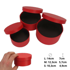  Papírdoboz kerek piros 3db/szett dekorációs kellék