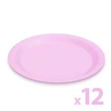 [] Papírtányér szett - rózsaszín - 23 cm - 12 db / csomag party kellék
