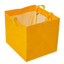  Papírtasak szalaggal sárga 23x20x20cm dekorációs kellék