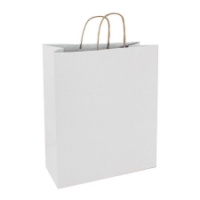 Papírtáska 26x35x12 sodrott füles fehér ajándéktasak