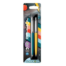Parker Golyóstoll szett, 0,7 mm, ezüst színű klip, kék és sárga tolltest, PARKER Jotter Glam Rock, kék (ICPJRGRKS) toll
