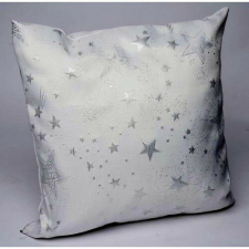 Párna töltelékkel,45x45cm, fehér, ezüst csillagos, polyester lakástextília