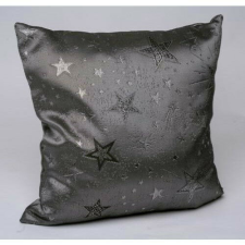 Párna töltelékkel 45x45cm, szürke, ezüst csillagos, polyester lakástextília