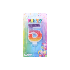 Párti gyertya csillagos 5-ös party kellék