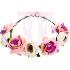 Party Deco Fejpánt Virágokkal, Szalaggal Műanyag 17cm Rózsaszín, Fehér (5900779130883) jelmez