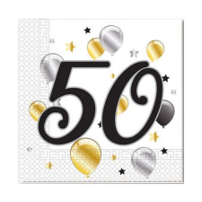  Party szalvéta 50. évszámos 20db-os kiszerelésben 33x33cm papírárú, csomagoló és tárolóeszköz