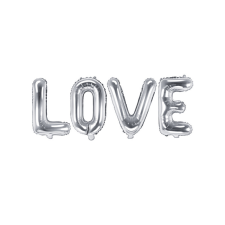 PartyDeco Fólia lufi Love 140x35cm ezüst party kellék