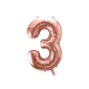 PartyDeco fólia szám lufi, 3, rose gold, 86 cm