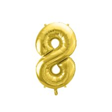  PartyDeco fólia szám lufi, 8, világos arany, 72 cm party kellék