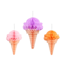 PartyDeco Selyempapír Dekoráció - Fagylalt 20-30 cm (3 db) party kellék