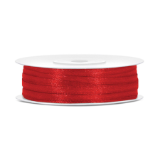 PartyDeco Szatén szalag piros 3mm/50m szalag, zsinór