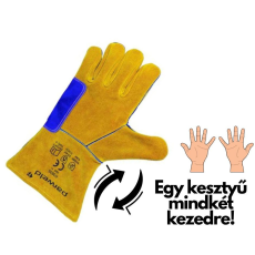 PARWELD Panther MIG hegesztőkesztyű, megfordítható, marhabőr, 11-es, sárga/lila (jobbkezes és balkezes)
