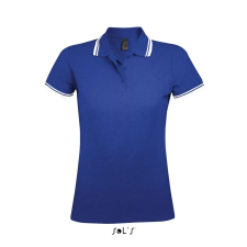  PASADENA Női galléros póló kontrasztos csíkokkal, SOLS SO00578, Royal Blue/White-L női póló