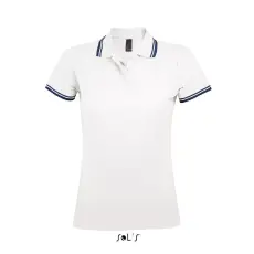  PASADENA Női galléros póló kontrasztos csíkokkal, SOLS SO00578, White/Navy-XL