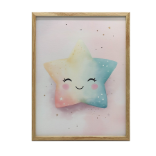 Pastelowa Gwiazdka Radości, 50x70 cm, rama aluminiowa złota, papier matowy 230 gsm grafika, keretezett kép