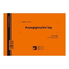 Pátria Nyomtatvány Anyagigénylési lap 8 tételes 25x2 lapos tömb A/5 fekvő nyomtatvány