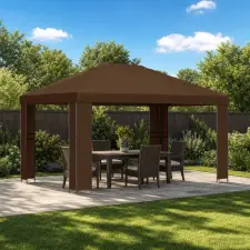  Pavilon 4 × 3 m Barna Poliészter és acél 190 gsm kerti tárolás