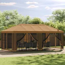  Pavilon Váz 6 x 3 m Fekete Acél kerti tárolás