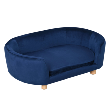 PawHut Beltéri ágy kutyáknak vagy macskáknak, Max 22,5 kg, bársony / fa, kék szállítóbox, fekhely kutyáknak