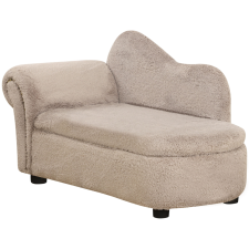 PawHut Emelt Kutya Kanapé Rejtett Tárolóval, 80x40x46 cm, Bézs szállítóbox, fekhely kutyáknak