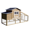 PawHut PawHut csirkeól, Fa, Több belső és külső terület, kihúzható tálca és csúszásgátló rámpa, 200x80x105 cm, többszínű