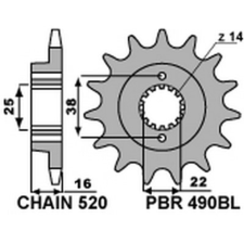 PBR acél standard első lánckerék 490BL - 520 egyéb motorkerékpár alkatrész