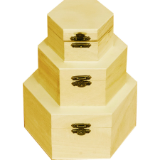 PC Doboz szett 3 darabos, hatszög 16cm x 16cm x 8cm dekorációs kellék