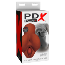 PDX Pick Your Pleasure Stroker - 2in1 élethű maszturbátor (barna) egyéb erotikus kiegészítők férfiaknak