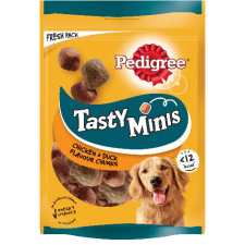 Pedigree Tasty Minis Chewy Cubes - jutalomfalat (csirkés,kacsa) kutyák rézére (130g) jutalomfalat kutyáknak