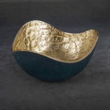  Pedro3 fém dísztál Gránátkék/arany 25x25x13 cm dekoráció