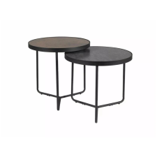  PENELOPE tárolóasztalok 2 db Ø 50 cm, barna/fekete bútor