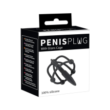 Penisplug - szilikon makk ketrec húgycsőkúppal (fekete) bilincs, kötöző